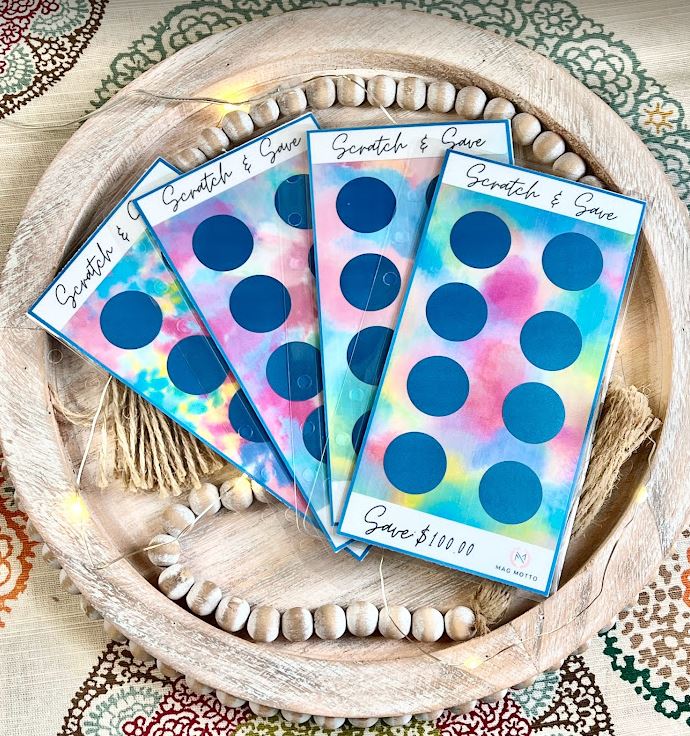 Blue scratcher envelopes